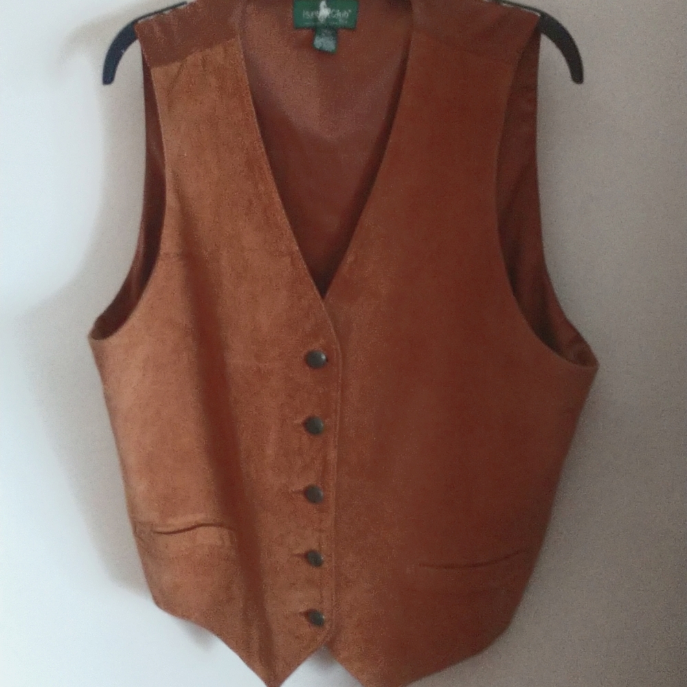 VINTAGE 1960s PUMPKIN PIGSKIN SUEDE Vest with Pockets